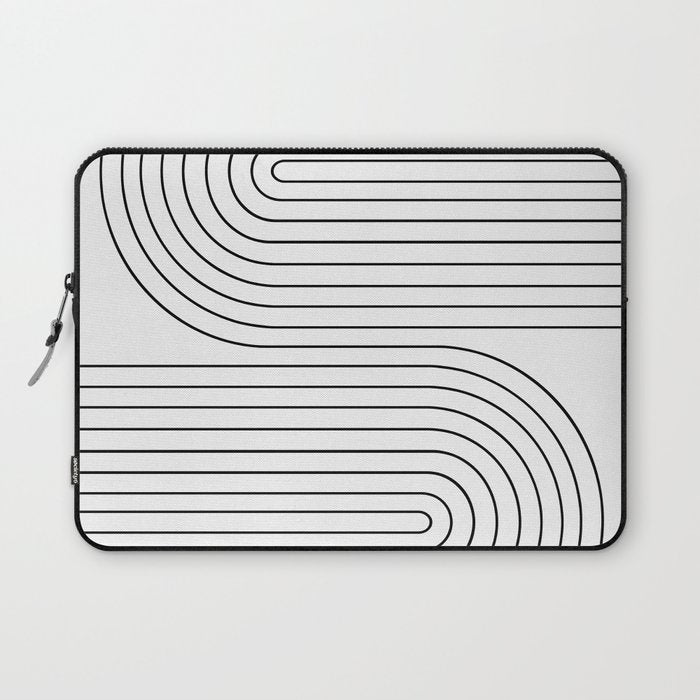 Minimal Line Curvature I Black And White Mid Century Modern Arch Abstract Laptop Sleeve