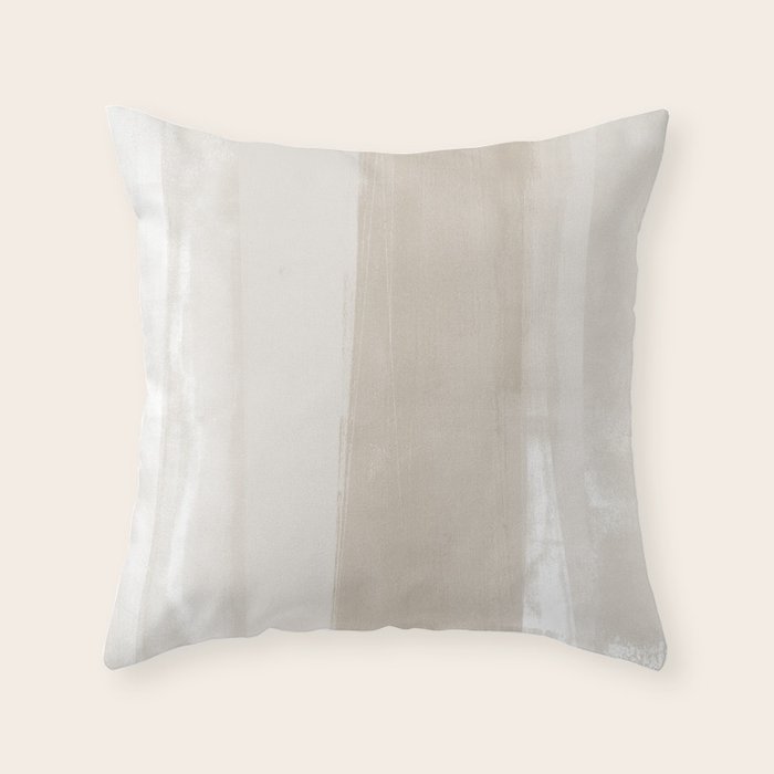 Beige Ombre Minimalist Abstract Painting Throw Pillow