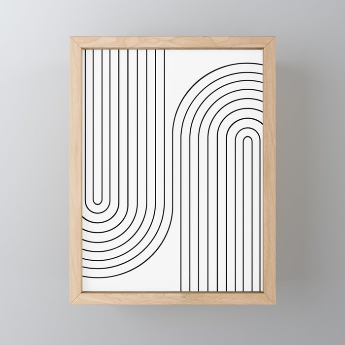 Minimal Line Curvature I Black And White Mid Century Modern Arch Abstract Mini Art Print