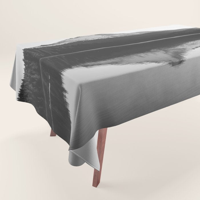 Wild Mountain Sunrise - Black And White Nature Photography Tablecloth