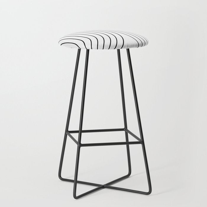 Minimal Line Curvature I Black And White Mid Century Modern Arch Abstract Stool