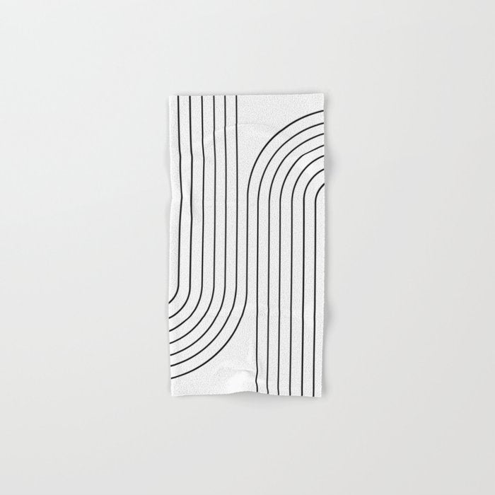 Minimal Line Curvature I Black And White Mid Century Modern Arch Abstract Bath Towel