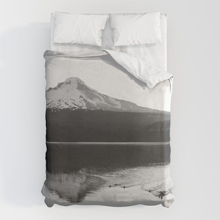 Wild Mountain Sunrise - Black And White Nature Photography Duvet Cover