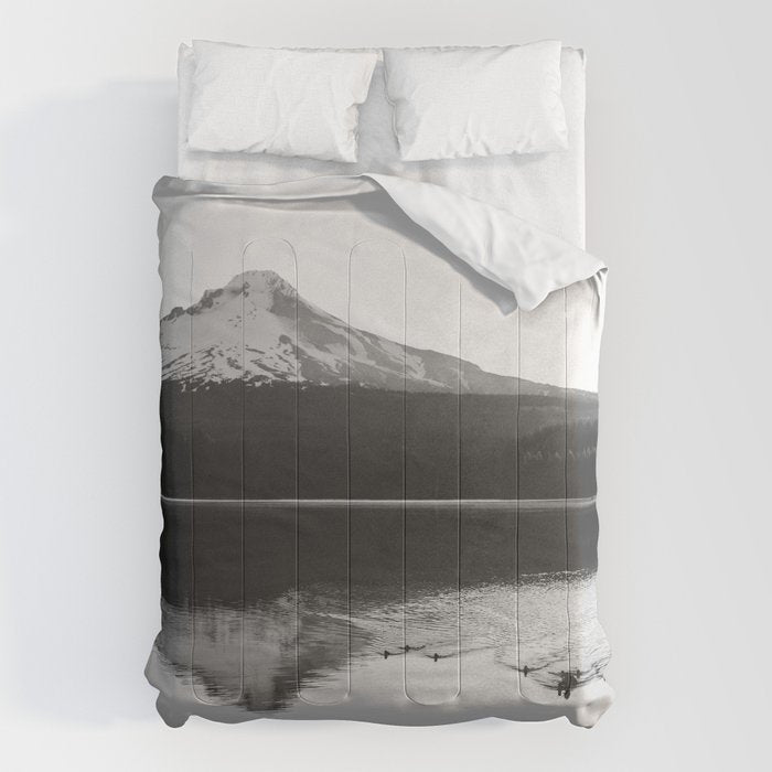 Wild Mountain Sunrise - Black And White Nature Photography Comforter
