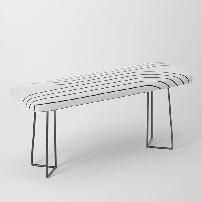 Minimal Line Curvature I Black And White Mid Century Modern Arch Abstract Bench