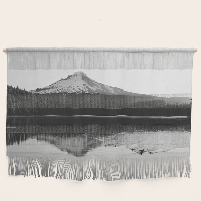 Wild Mountain Sunrise - Black And White Nature Photography Wall Hanging