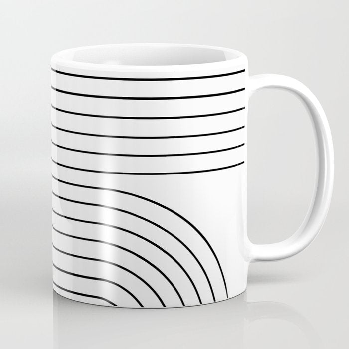 Minimal Line Curvature I Black And White Mid Century Modern Arch Abstract Coffee Mug