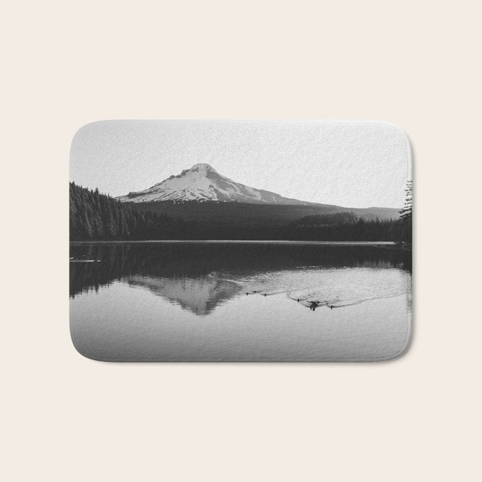 Wild Mountain Sunrise - Black And White Nature Photography Bath Mat