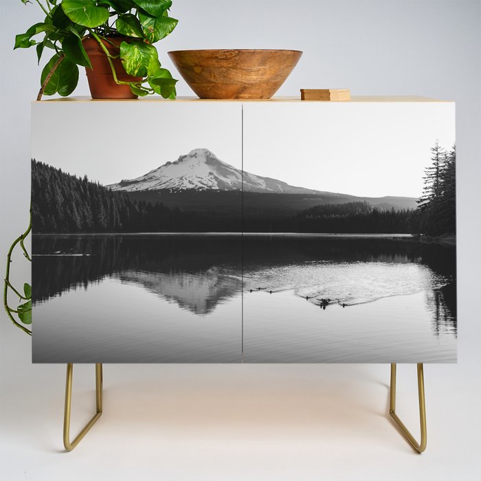 Wild Mountain Sunrise - Black And White Nature Photography Credenza