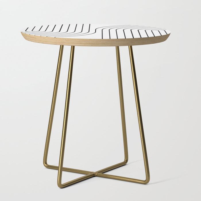 Minimal Line Curvature I Black And White Mid Century Modern Arch Abstract Side Table