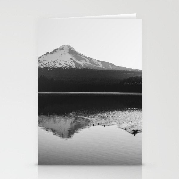 Wild Mountain Sunrise - Black And White Nature Photography Stationery Card