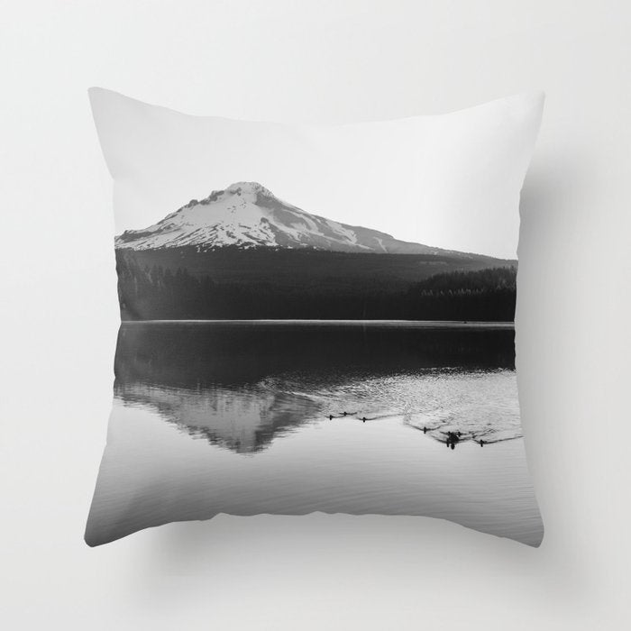 Wild Mountain Sunrise - Black And White Nature Photography Throw Pillow