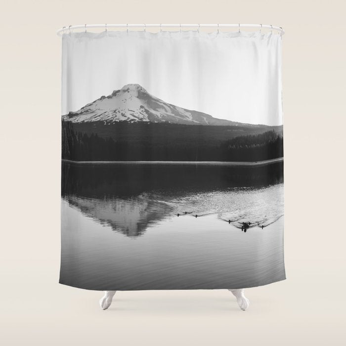 Wild Mountain Sunrise - Black And White Nature Photography Shower Curtain