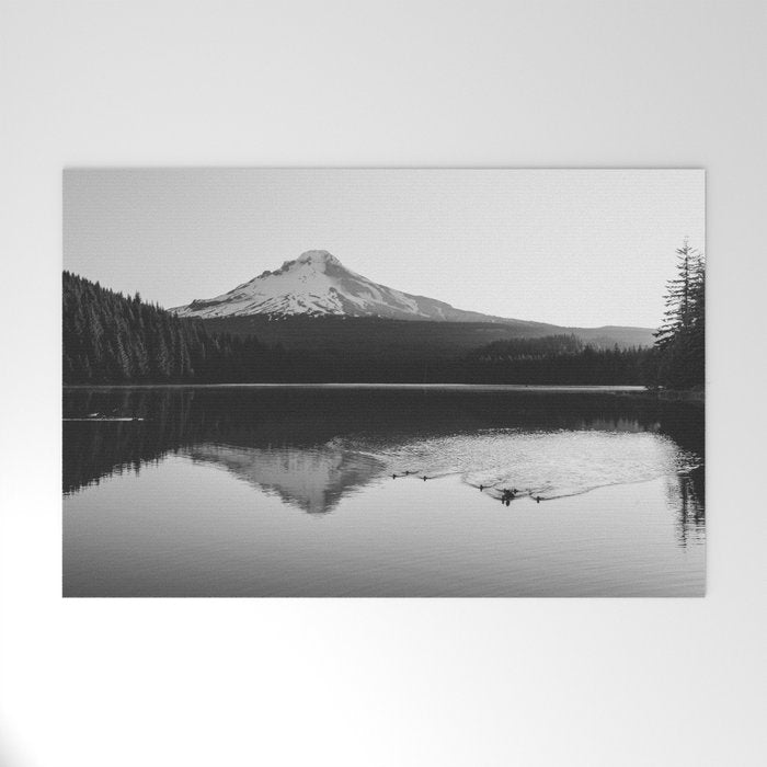 Wild Mountain Sunrise - Black And White Nature Photography Welcome Mat