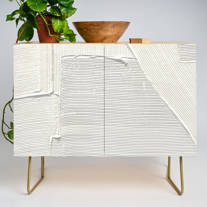 Relief [2]: An Abstract, Textured Piece In White By Alyssa Hamilton Art Credenza