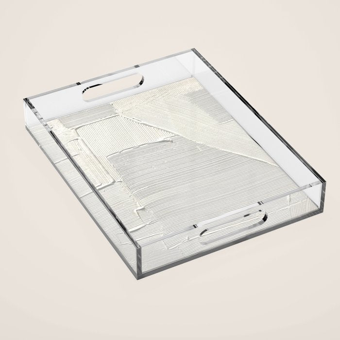Relief [2]: An Abstract, Textured Piece In White By Alyssa Hamilton Art Acrylic Tray