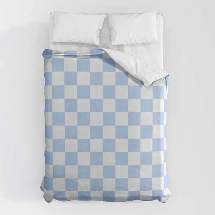 Checkerboard Mini Check Pattern In Powder Blue Duvet Cover