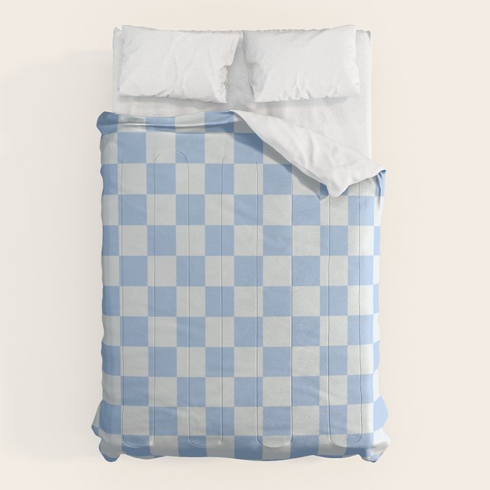 Checkerboard Mini Check Pattern In Powder Blue Comforter
