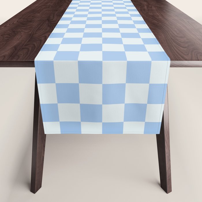 Checkerboard Mini Check Pattern In Powder Blue Table Runner
