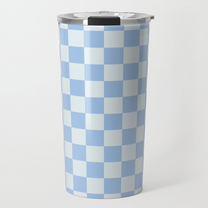 Checkerboard Mini Check Pattern In Powder Blue Travel Mug