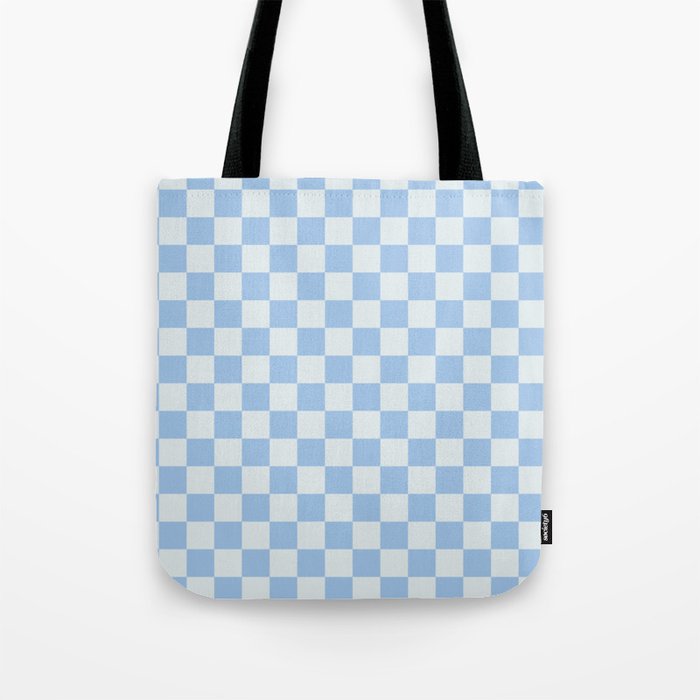 Checkerboard Mini Check Pattern In Powder Blue Tote Bag