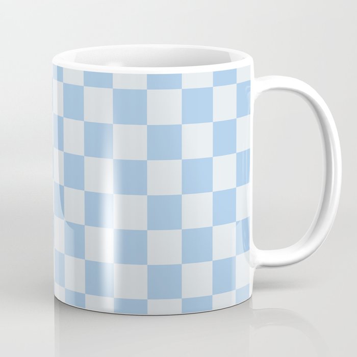 Checkerboard Mini Check Pattern In Powder Blue Coffee Mug