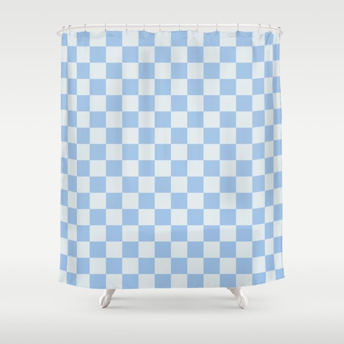 Checkerboard Mini Check Pattern In Powder Blue Shower Curtain