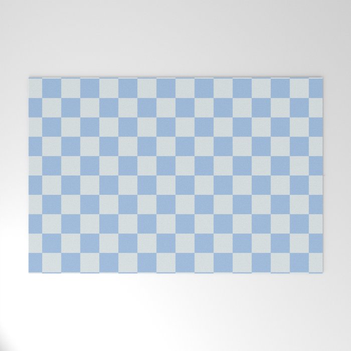 Checkerboard Mini Check Pattern In Powder Blue Welcome Mat
