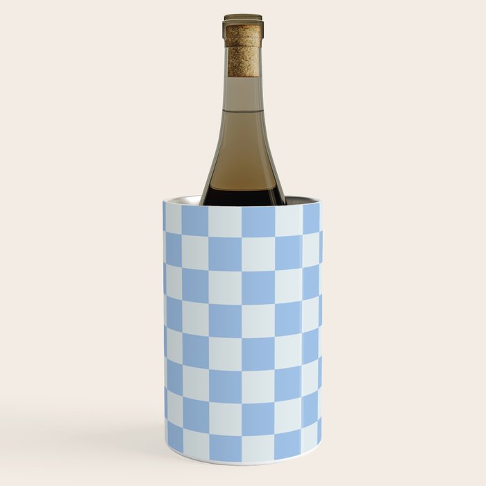 Checkerboard Mini Check Pattern In Powder Blue Wine Chiller