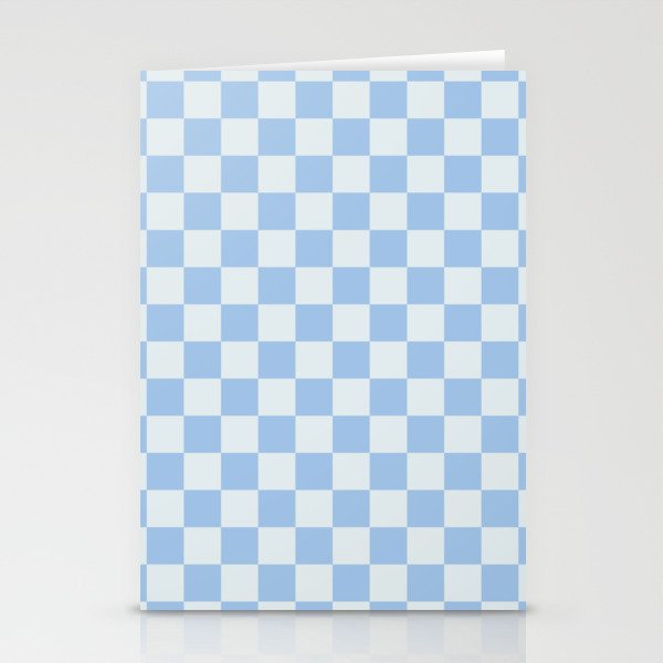 Checkerboard Mini Check Pattern In Powder Blue Stationery Card