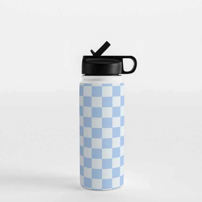 Checkerboard Mini Check Pattern In Powder Blue Water Bottle