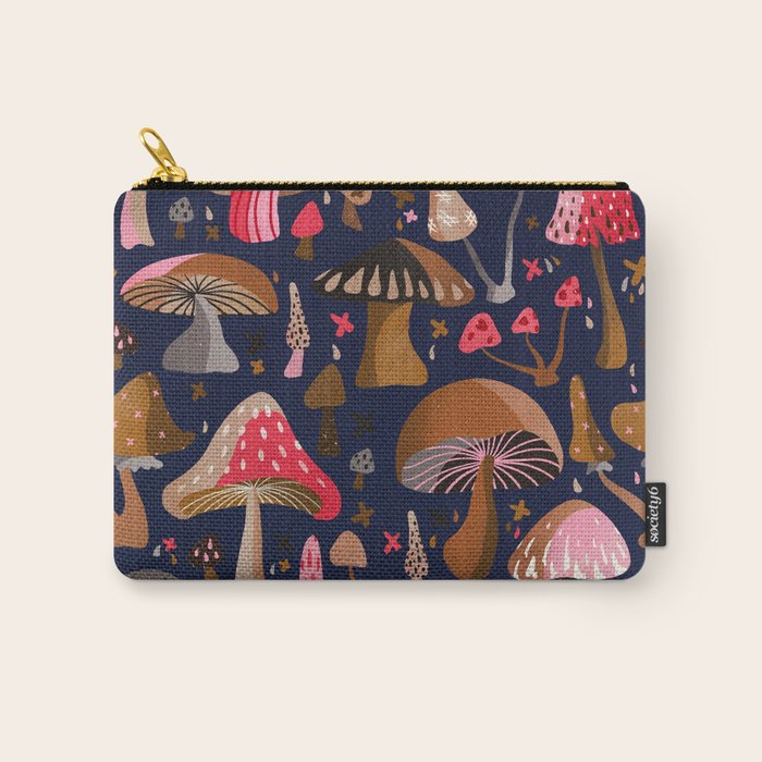 Mushroom Collection - Navy Carry All Pouch