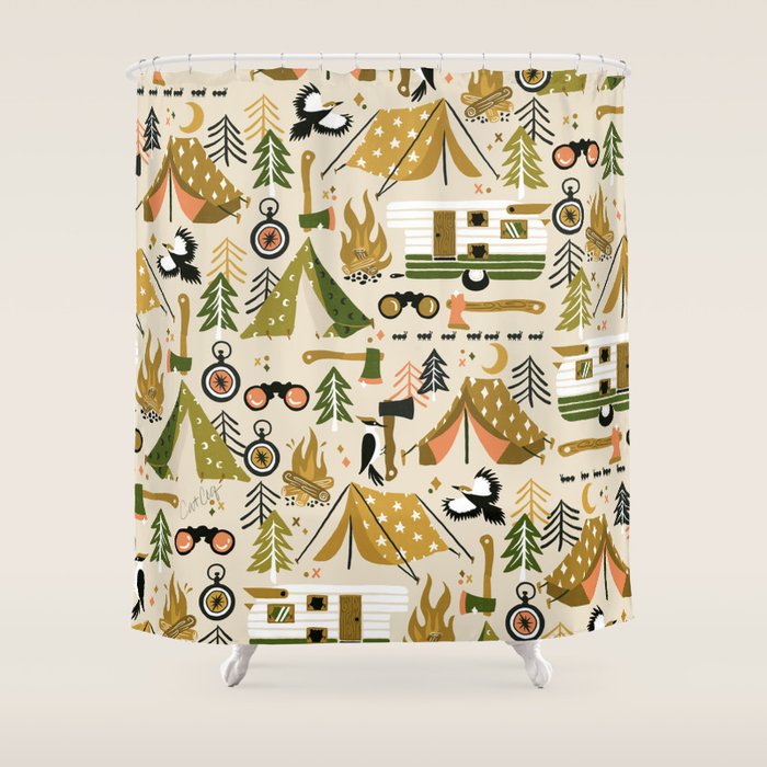 Camping Kit - Olive Palette Shower Curtain