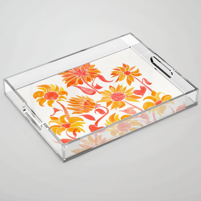 Sunflower Watercolor - Fiery Palette Acrylic Tray