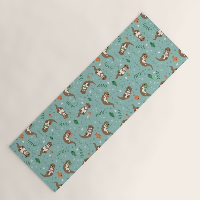 Kawaii Otters Playing Underwater Yoga Mat