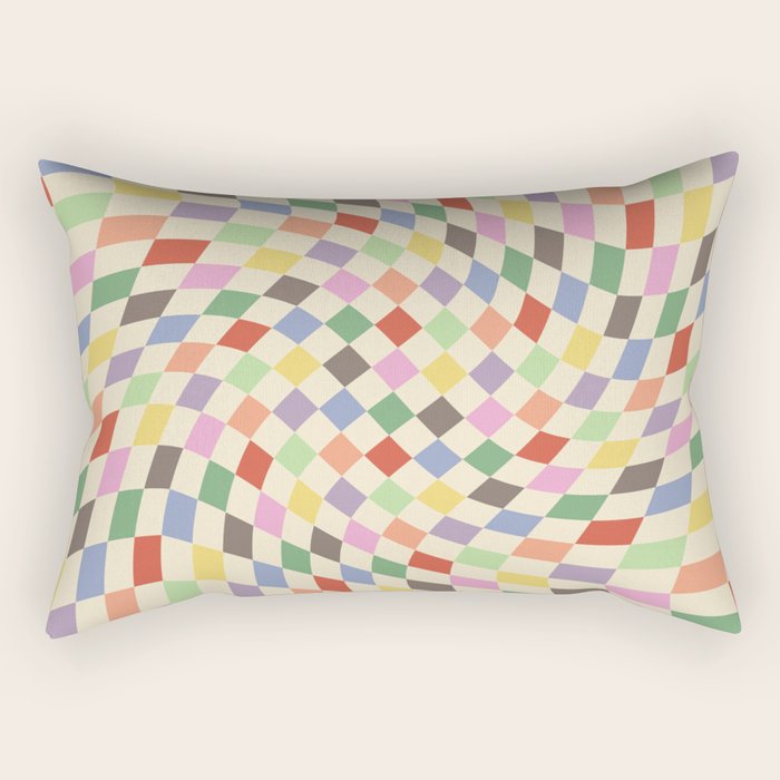 Colorful Checkered Swirl Pattern Rectangular Pillow