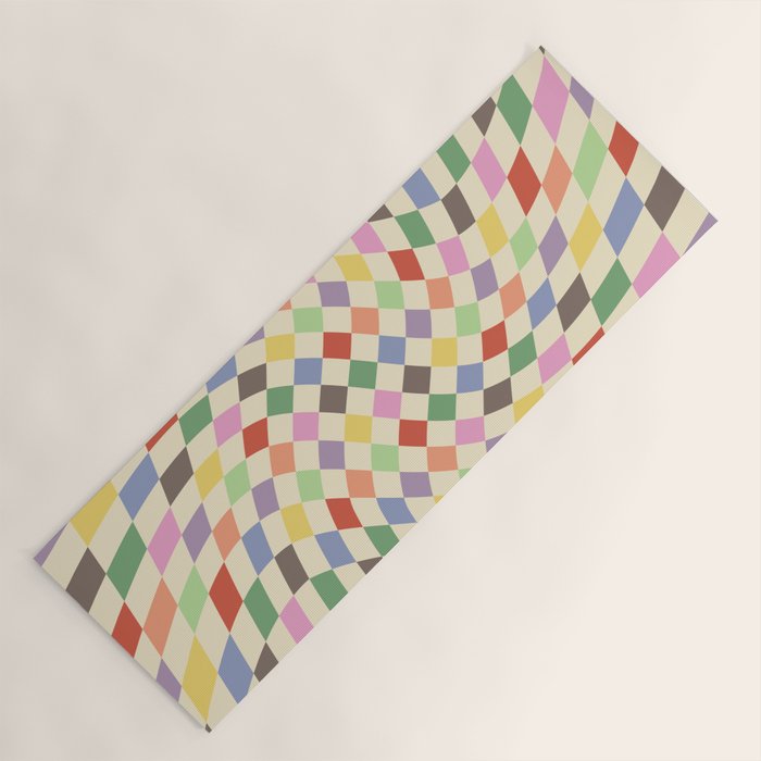 Colorful Checkered Swirl Pattern Yoga Mat