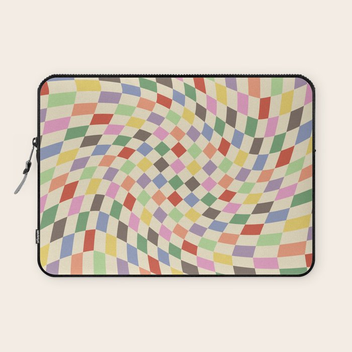 Colorful Checkered Swirl Pattern Laptop Sleeve