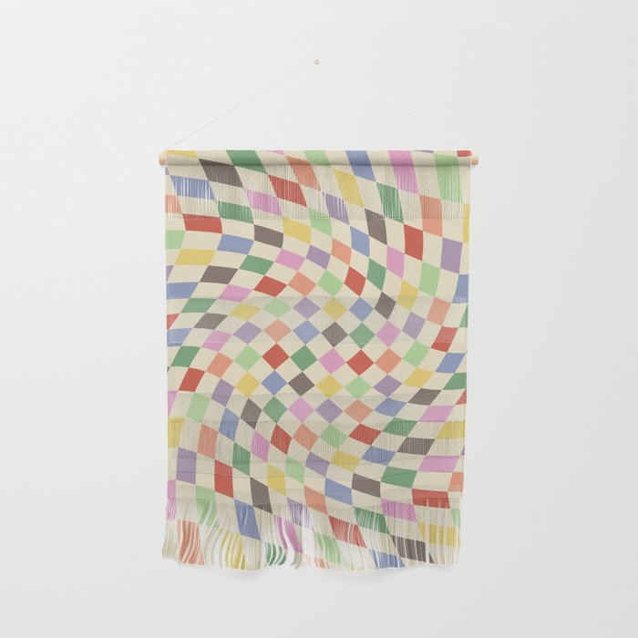 Colorful Checkered Swirl Pattern Wall Hanging