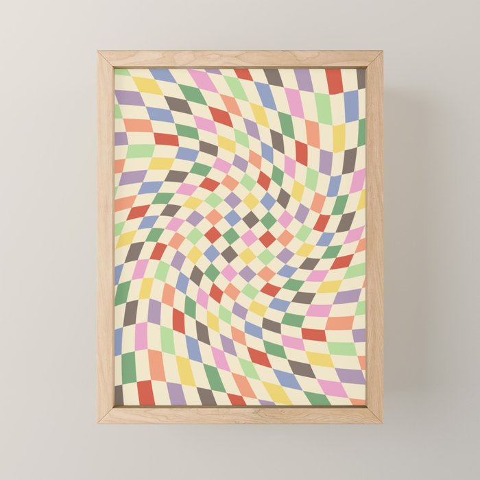 Colorful Checkered Swirl Pattern Mini Art Print