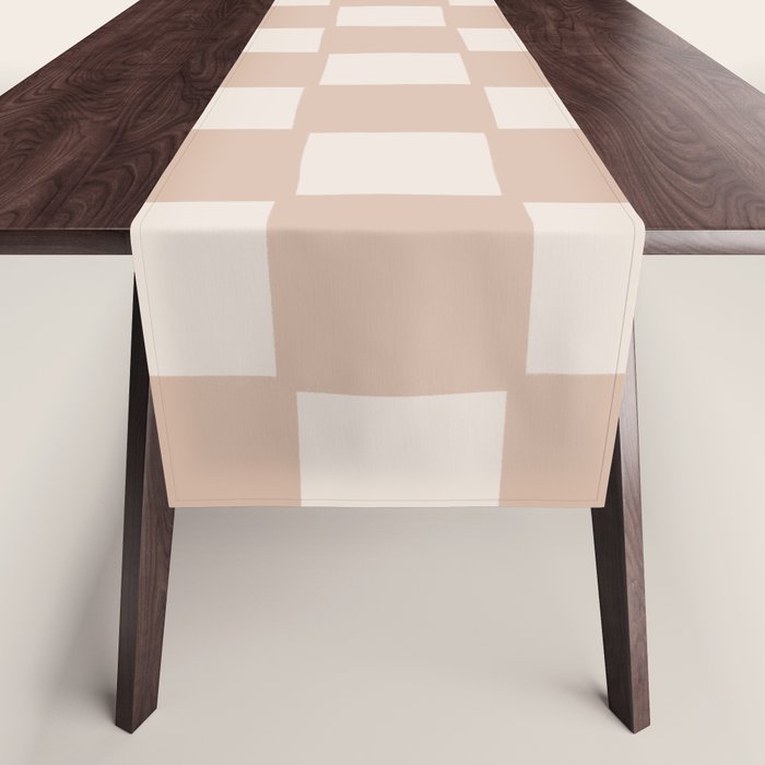 Playful Check In Sandy Beige Table Runner