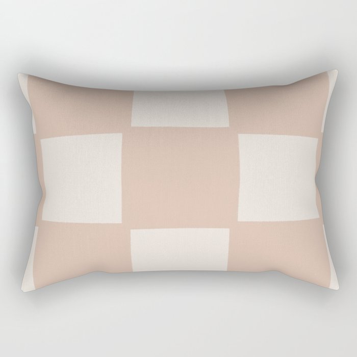 Playful Check In Sandy Beige Rectangular Pillow