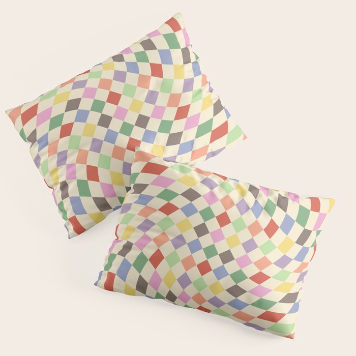 Colorful Checkered Swirl Pattern Pillow Sham