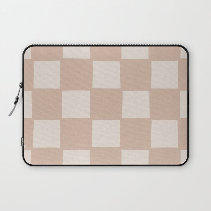 Playful Check In Sandy Beige Laptop Sleeve