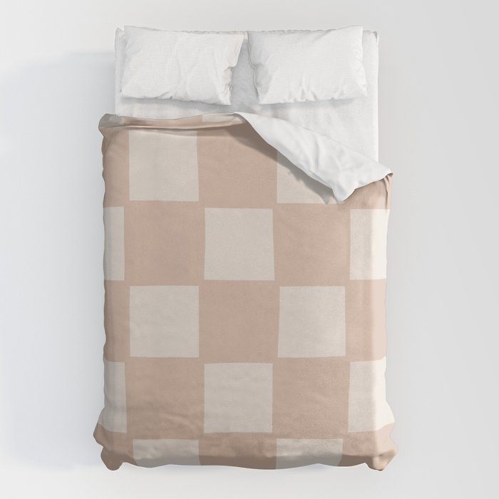 Playful Check In Sandy Beige Duvet Cover