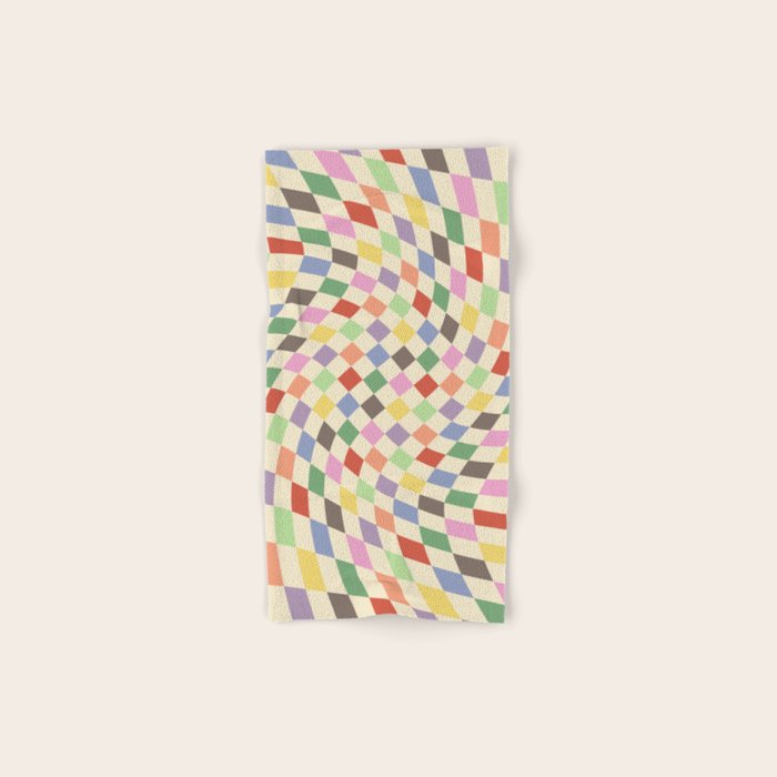 Colorful Checkered Swirl Pattern Bath Towel