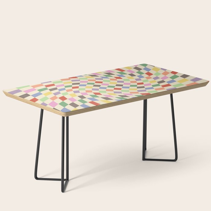 Colorful Checkered Swirl Pattern Coffee Table