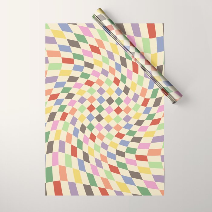 Colorful Checkered Swirl Pattern Wrapping Paper