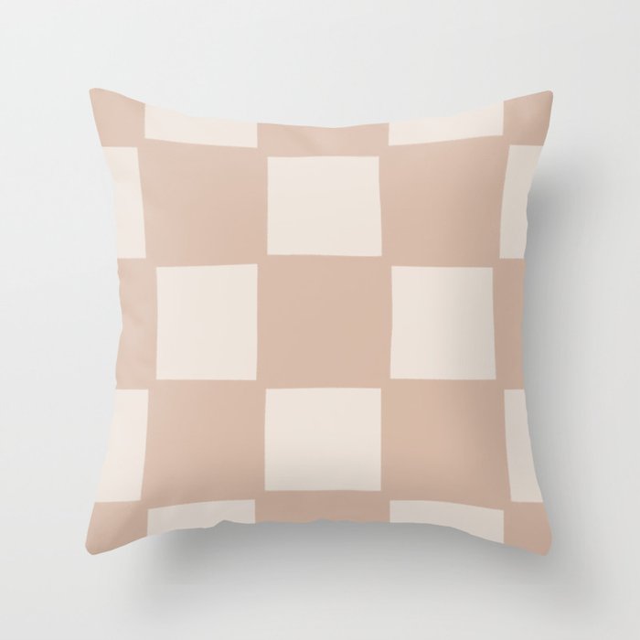 Playful Check In Sandy Beige Throw Pillow