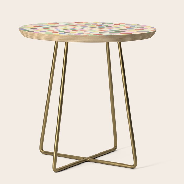 Colorful Checkered Swirl Pattern Side Table